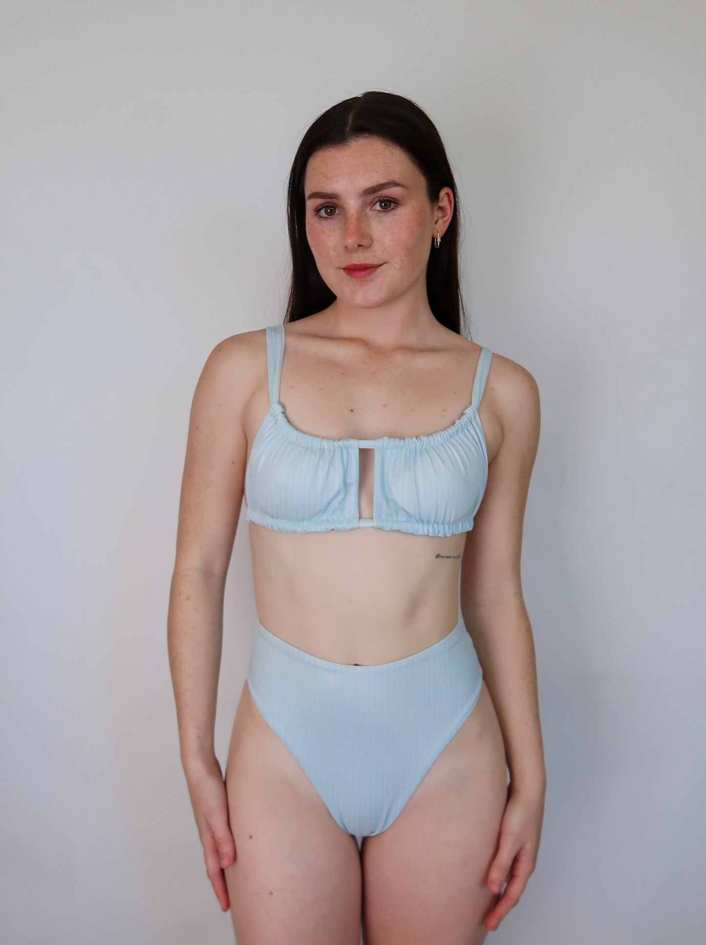 tie me up ruched bikini top - hydrangea