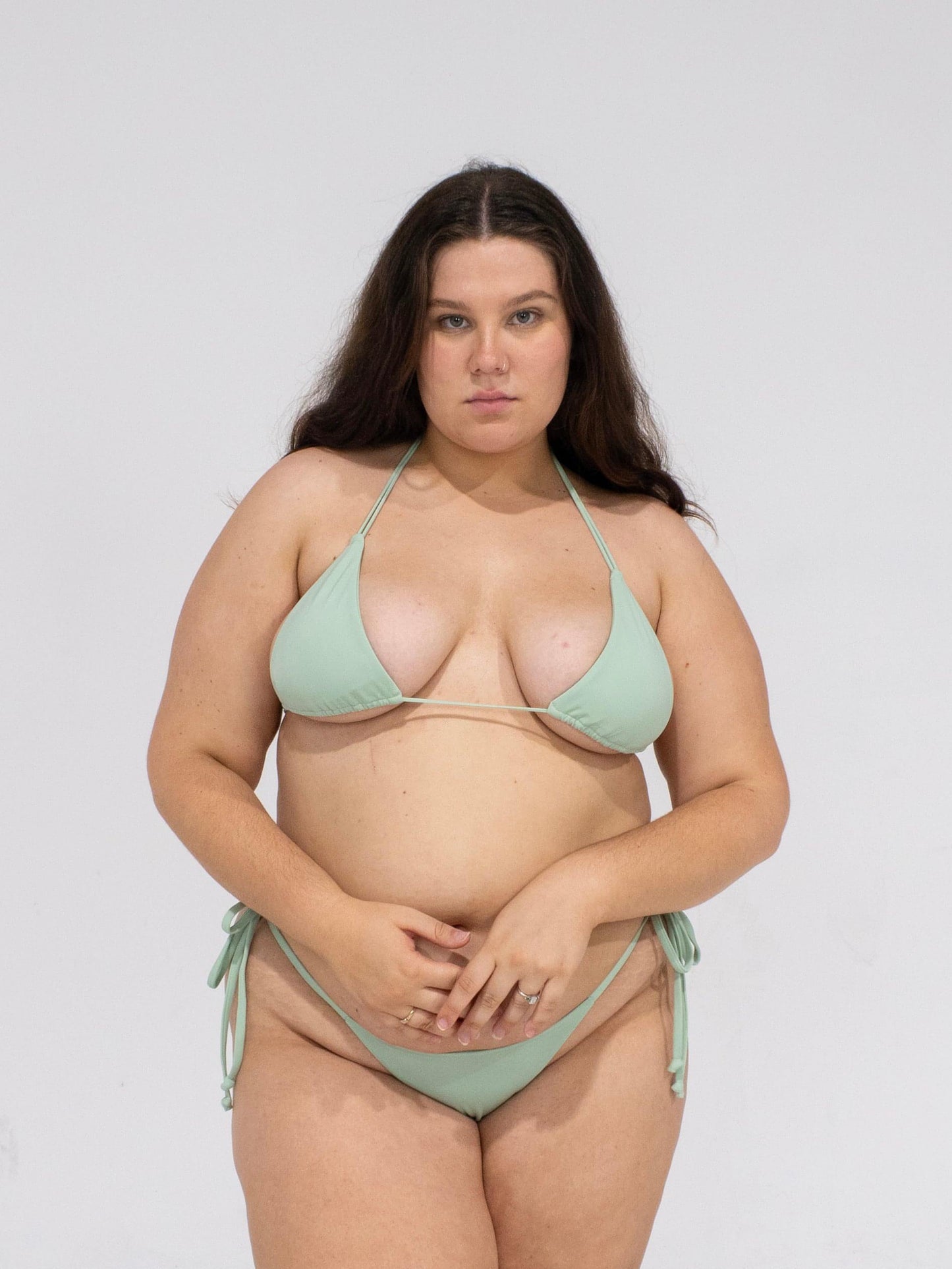 the people pleaser triangle bikini top - mojito