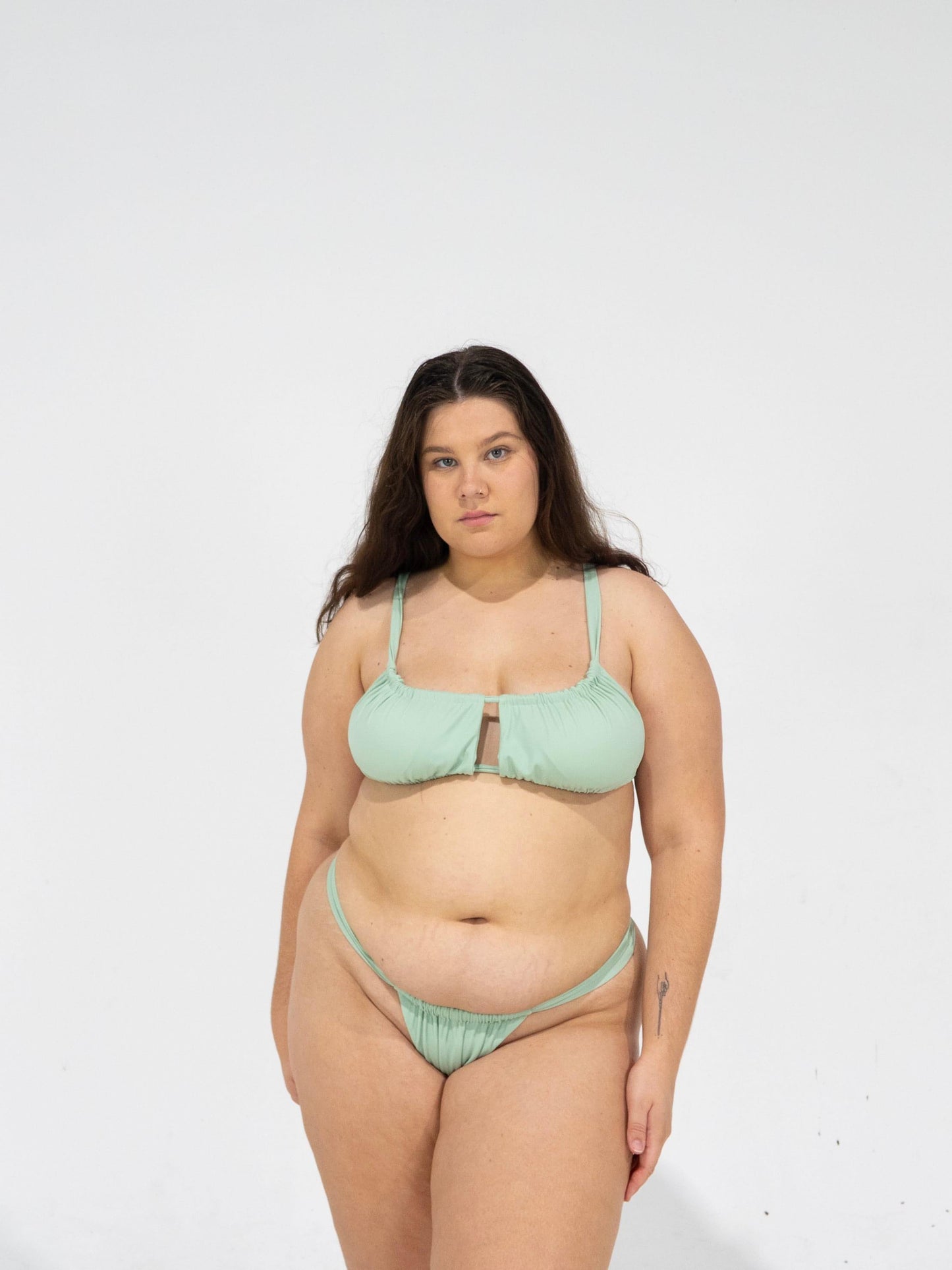 tie me up ruched bikini top - mojito