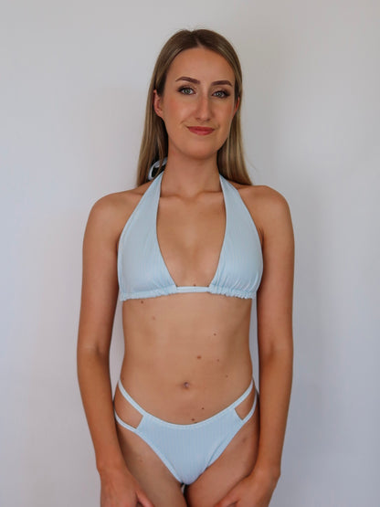 the stand out halter triangle bikini top - hydrangea